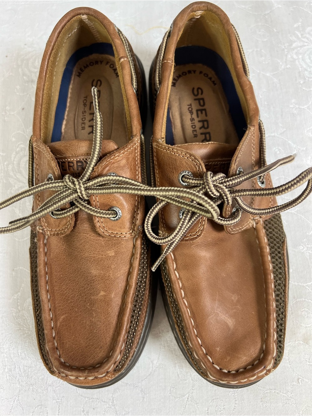 Sperry Men’s Deck Boat Shoes Brown Leather Lace Up 8👍